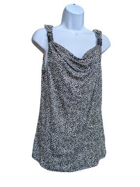Kenneth Cole New York Black & Cream Sleeveless Top Size L